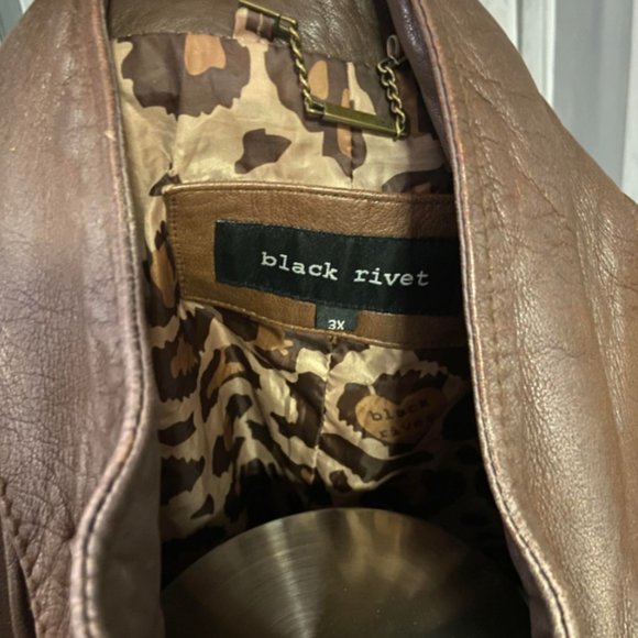 EUC Black Rivet Wilsons Leather Brown leather Jacket size 3X - Picture 3 of 8